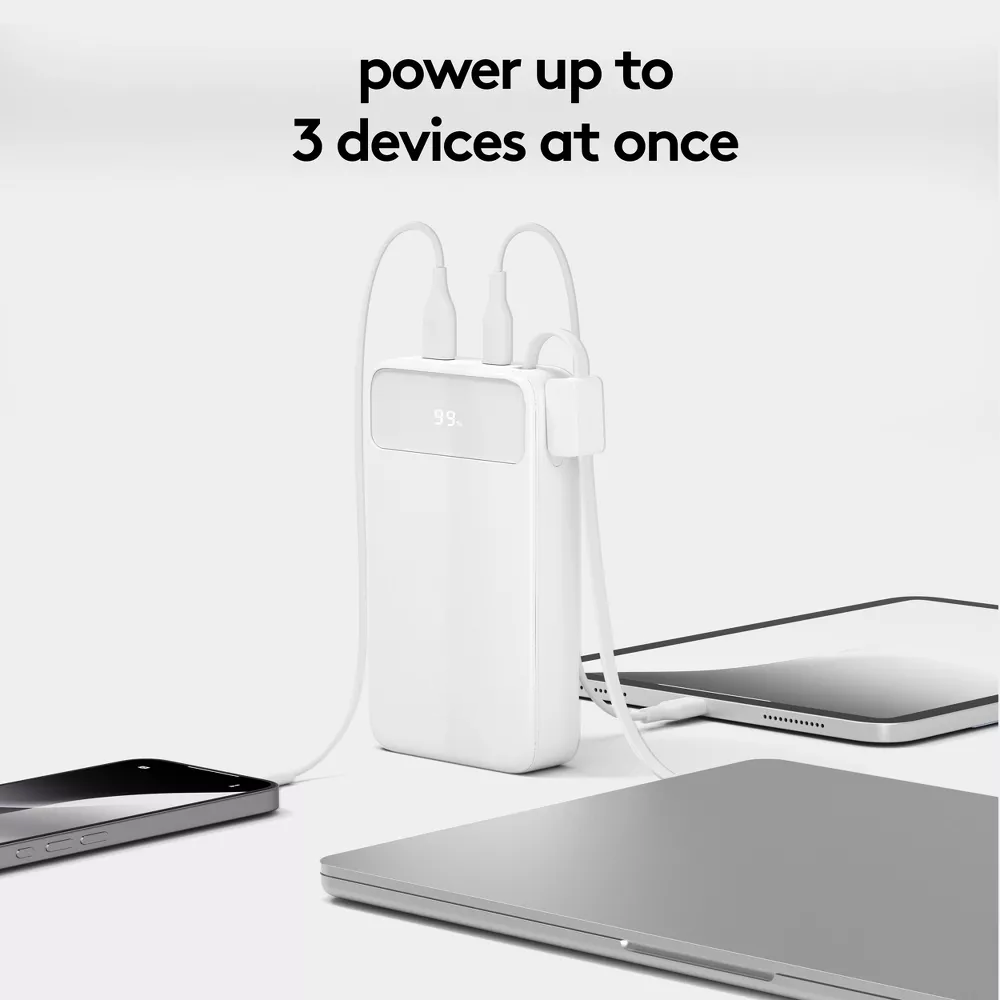 20000mAh Portable Power Bank with Built-in Lanyard Cable