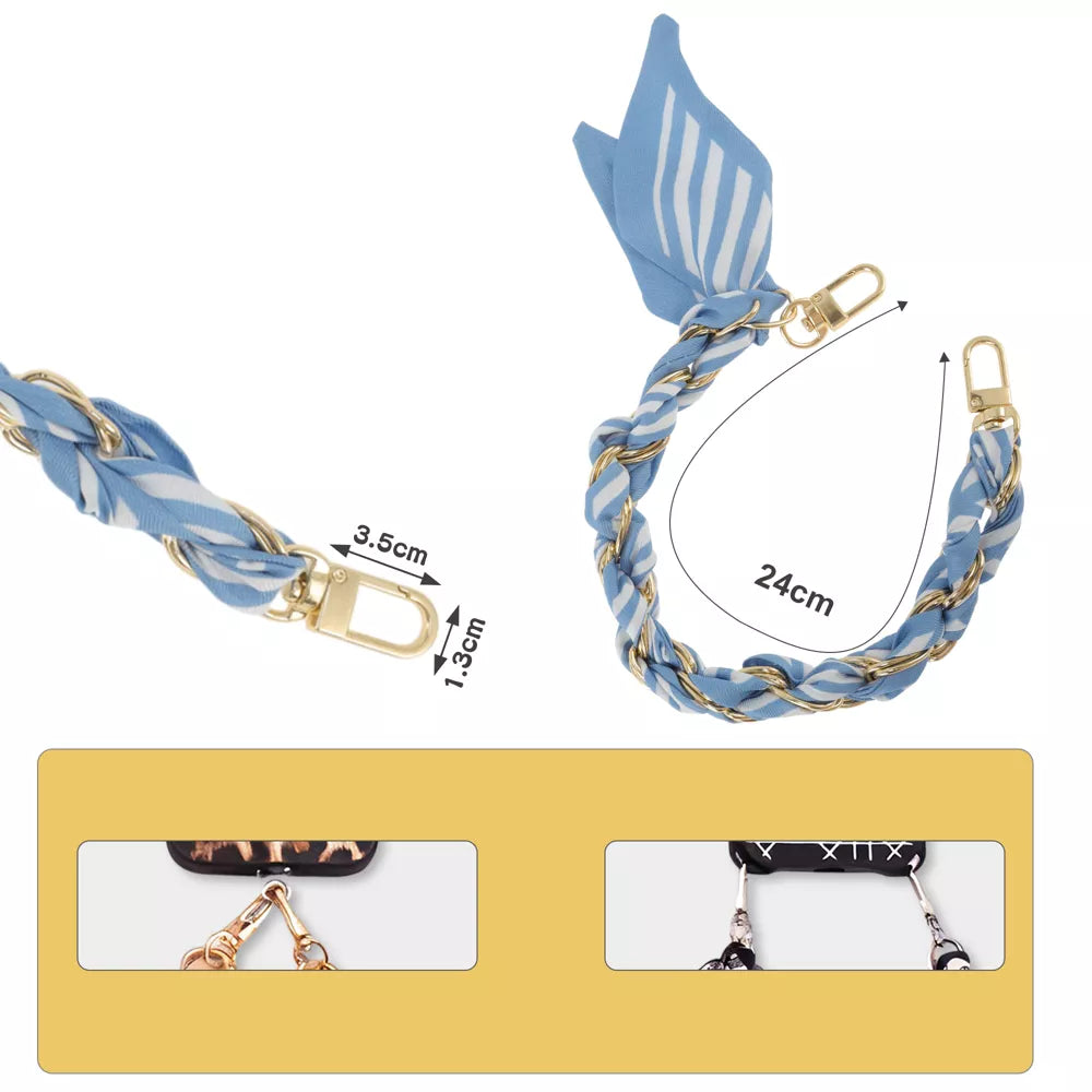 Scarf Fabric Braided Wrist Phone Strap