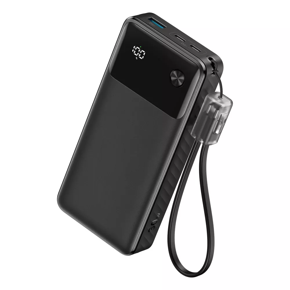 20000mAh 30W Fast Charging Power Bank with Built-in Cable
