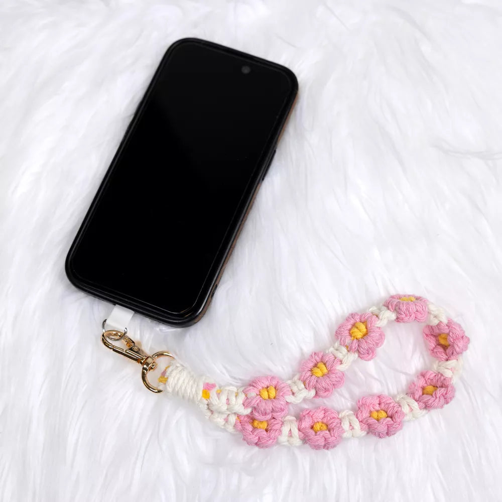 Floral Crochet Wrist Phone Strap