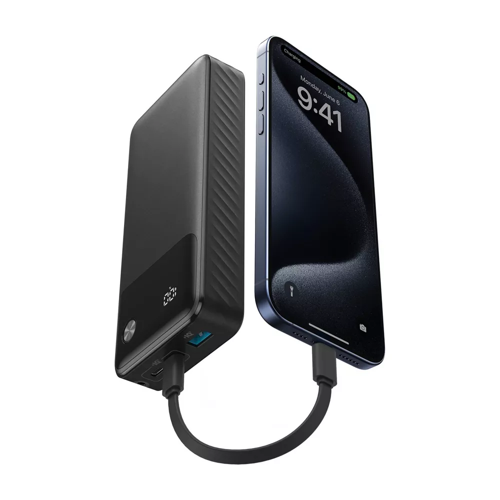 20000mAh 30W Fast Charging Power Bank with Built-in Cable
